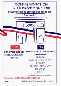 Lire la suite à propos de l’article Cérémonie et repas du 11 novembre 2025
