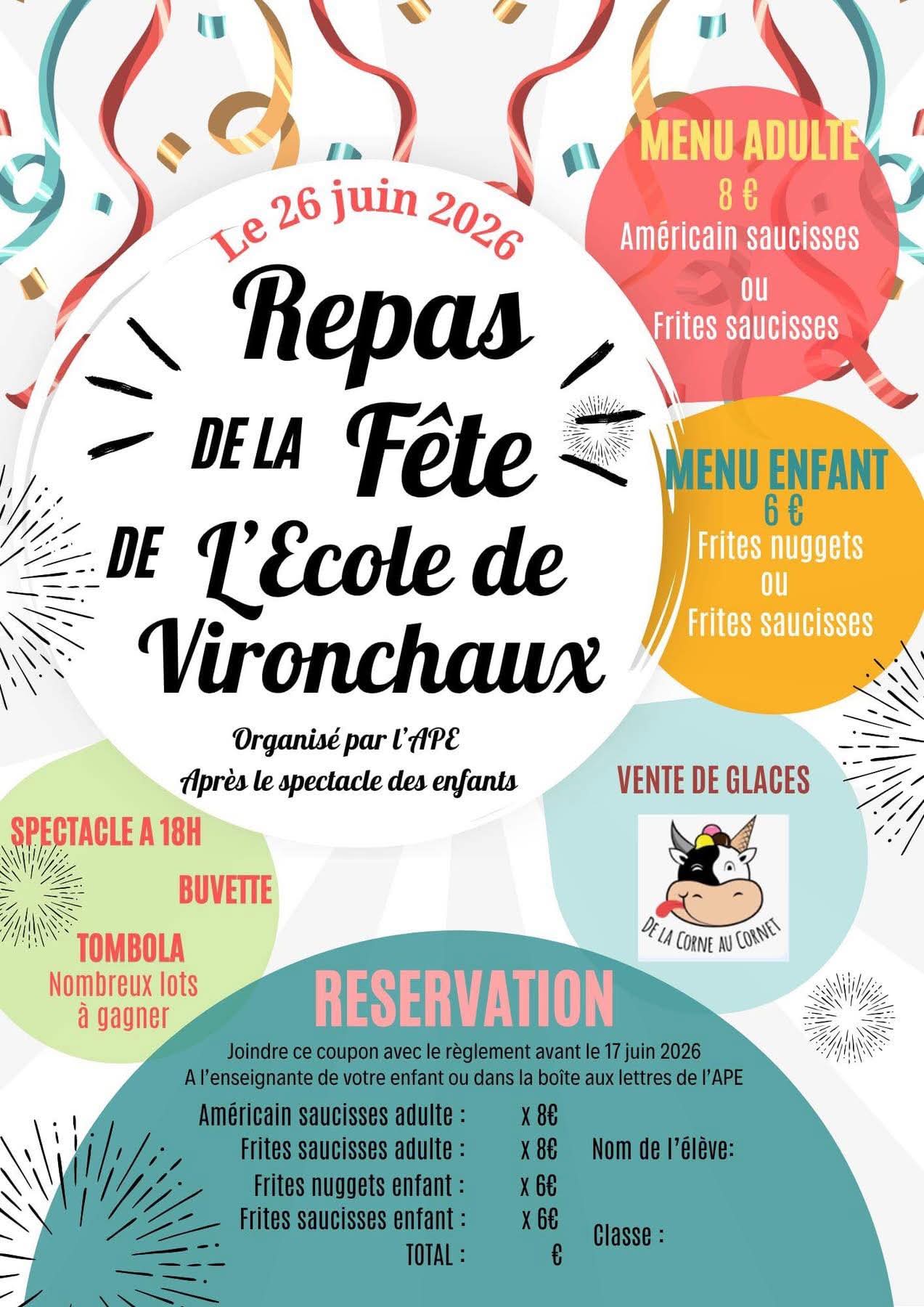 You are currently viewing Repas de la fête de l&rsquo;école de Vironchaux