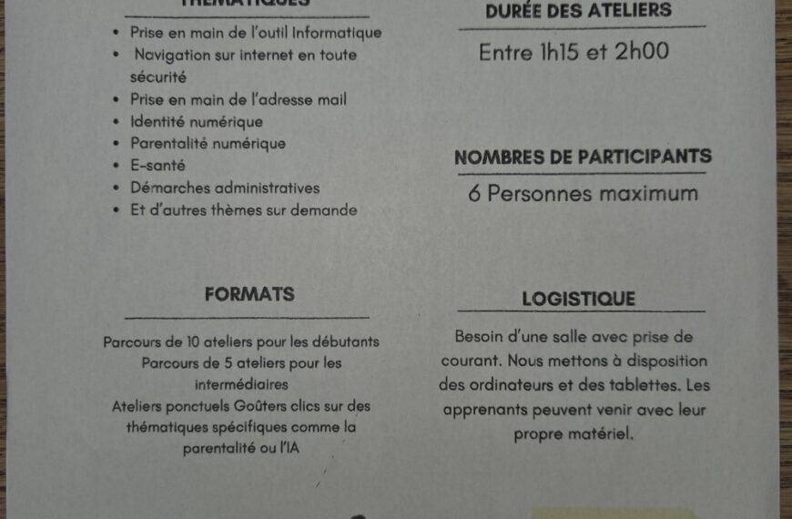 Atelier de formation de base informatique
