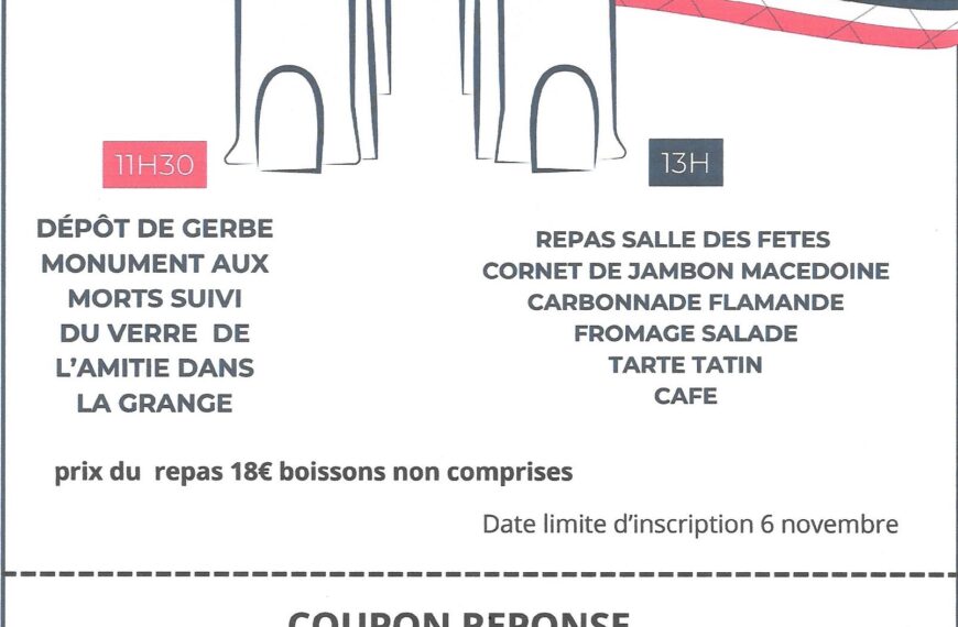 Cérémonie et repas du 11 Novembre 2026 à Dominois